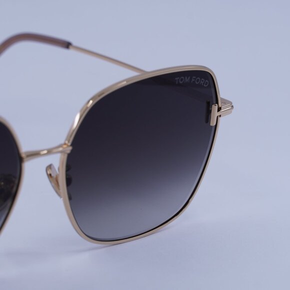 Tom Ford FT1250-K 33B Sunglasses Gold Square Frame, Smoke Gradient Lenses - Picture 4 of 10